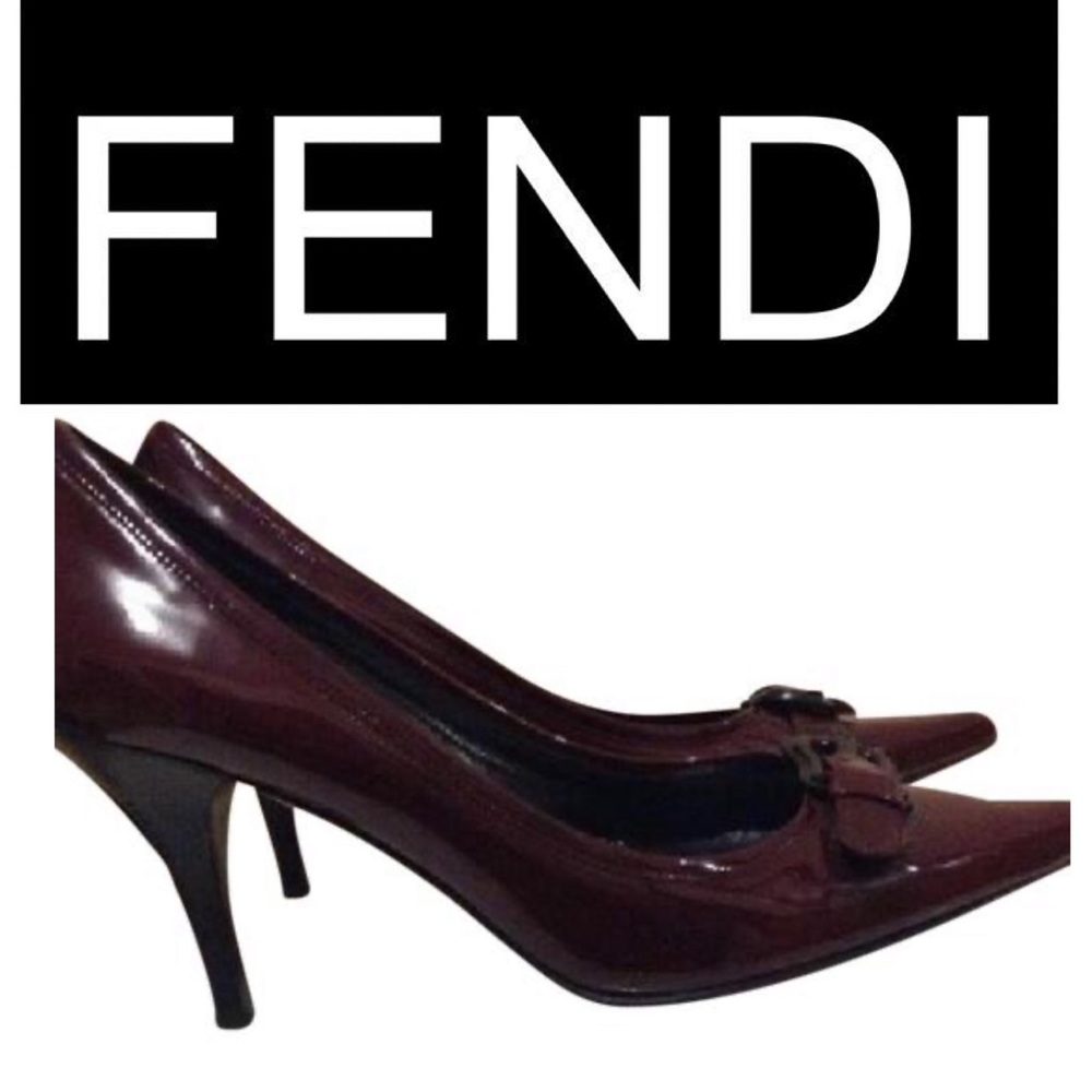 AUTHENTIC Fendi B Buckle Red Burgundy StilettoPump
